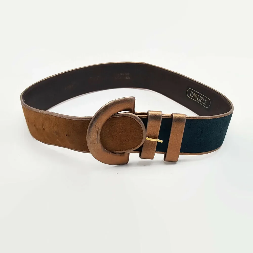 Carlisle Women's Genuine Leather Brown, Red & Green Suede Belt Size S